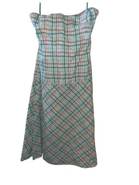 Plaid Strapless Dressin Mint, Pink & White